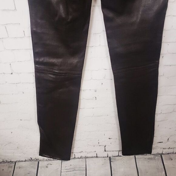 Joseph Designer 100% Lambskin Lamb Leather Pants Size FR 38 US 6 Dark Brown - Picture 6 of 11